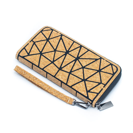 Geometric all Cork-Over Zipper Wallet