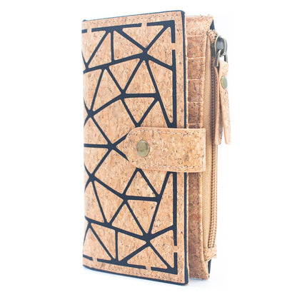 Geometric shape all cork material Ladies Buckle Card Holder Wallet Purse