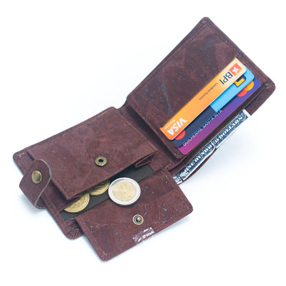 Sleek Bifold Cork Wallet with Snap Button