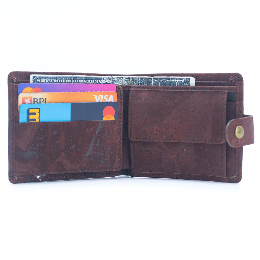 Sleek Bifold Cork Wallet with Snap Button