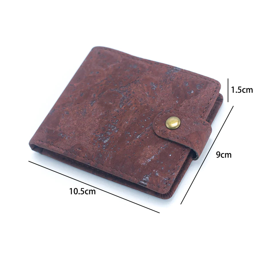 Sleek Bifold Cork Wallet with Snap Button