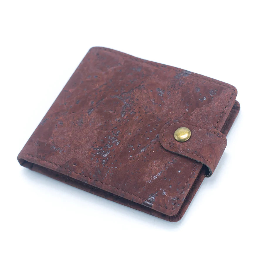 Sleek Bifold Cork Wallet with Snap Button