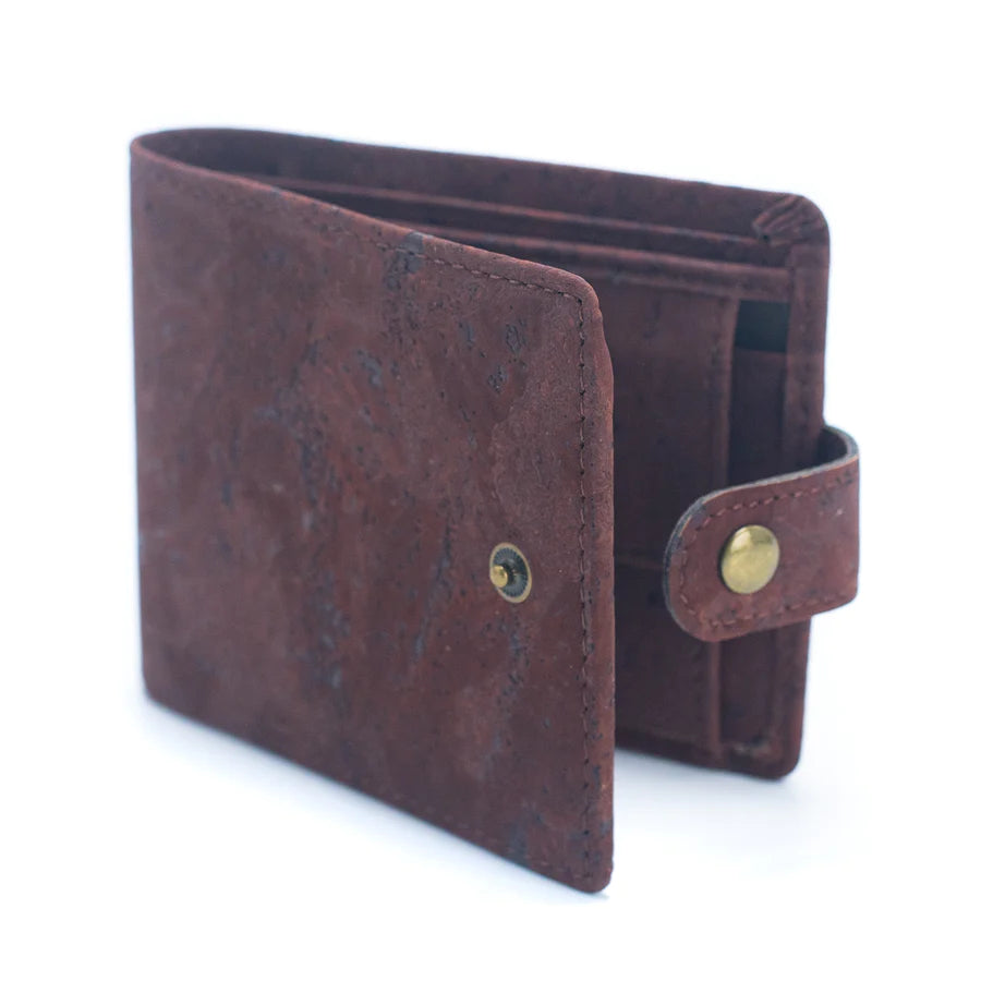 Sleek Bifold Cork Wallet with Snap Button