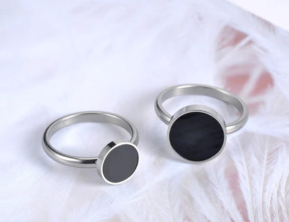 Anniversary ring OL style for woman and girl, 316L stainless steel ring with black acrylic stone 10/12mm, jewelry