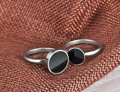 Anniversary ring OL style for woman and girl, 316L stainless steel ring with black acrylic stone 10/12mm, jewelry