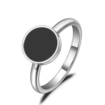 Anniversary ring OL style for woman and girl, 316L stainless steel ring with black acrylic stone 10/12mm, jewelry