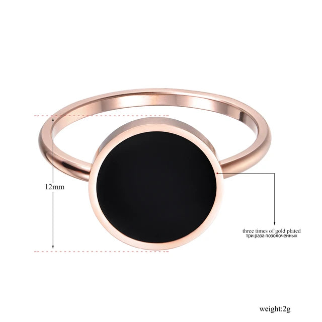 Anniversary ring OL style for woman and girl, 316L stainless steel ring with black acrylic stone 10/12mm, jewelry