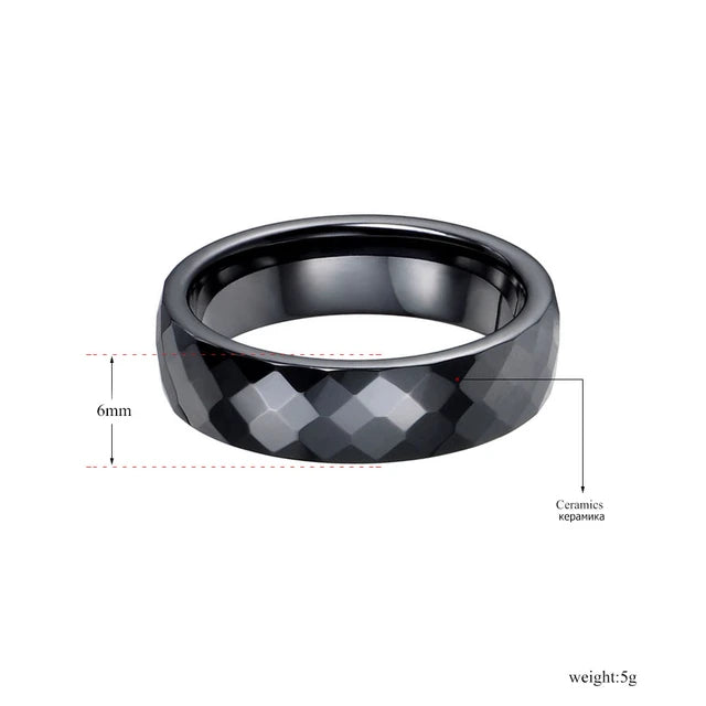 Black and white cut ceramic rings for women, classic jewelry, Wedding engagement rings, Anneaux