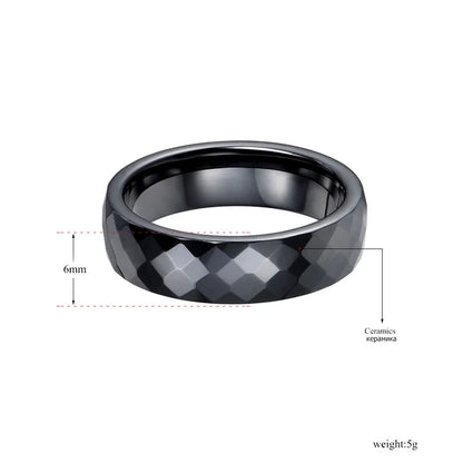 Black and white cut ceramic rings for women, classic jewelry, Wedding engagement rings, Anneaux