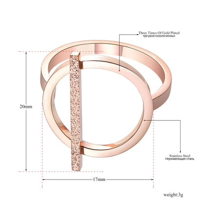 Stainless steel ring for women, rose gold color geometric engagement ring, wedding jewelry