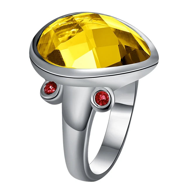 17mm large zirconia solitaire ring for women, colors yellow, peacock, blue and red, #7 #8 #9 sizes, fashion jewelry