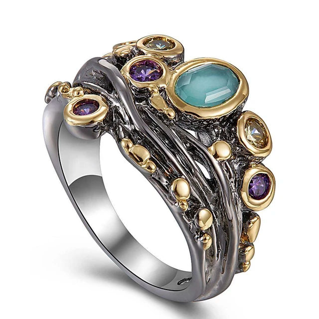 Women's baroque ring, princess crown style, elegant zirconia stone jewelry, thank you party