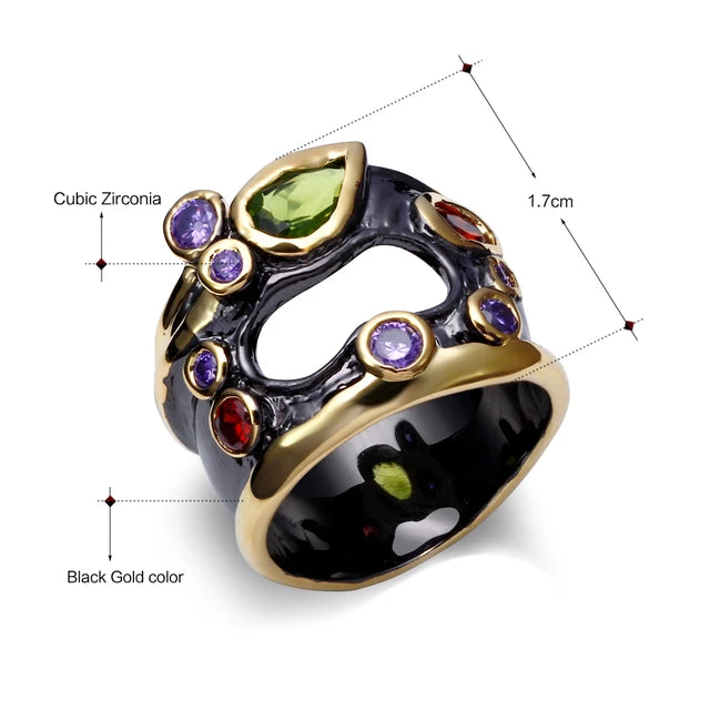 Olivine red purple Color CZ rings for women neo gothic hollow jewelry wedding gift valentine's day gift