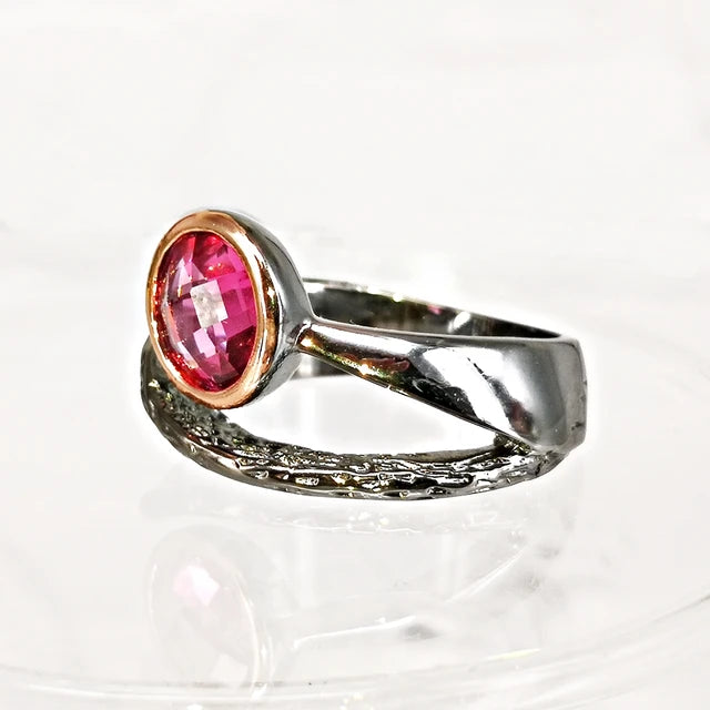 Fabulous solitaire ring for women, fuchsia engagement ring, Sexy look, fashion jewelry for women