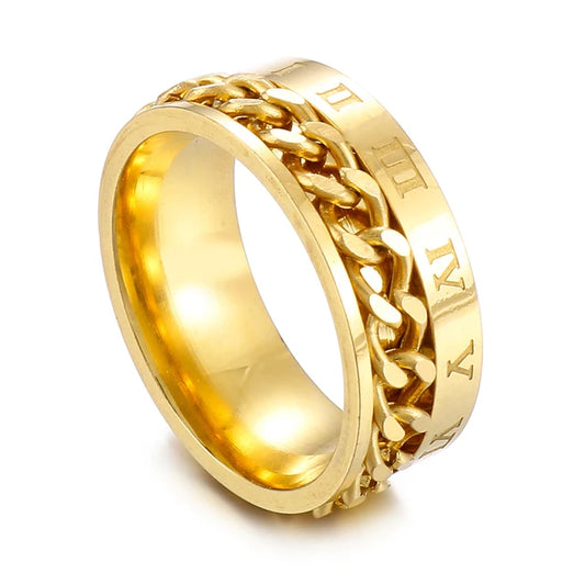 Women's stainless steel wedding rings, vintage classic zircon jewelry, twisted design, gold plated