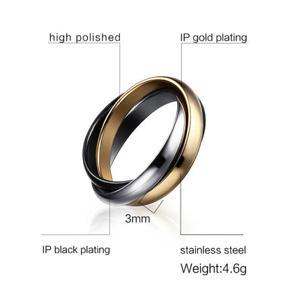 Women's classic 3 round ring sets, stainless steel wedding engagement finger jewelry wedding finger jewelry