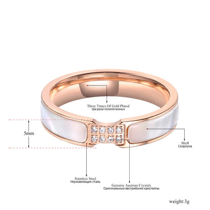 Women's cubic zirconia wedding ring, crystal rhinestone wedding band, titanium steel case, Rose gold color