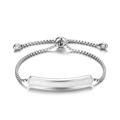 Women's link bracelet and chain, titanium and stainless steel bracelet, white, rose gold, size adjustable