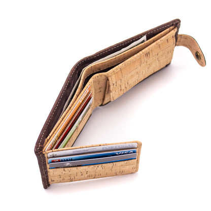 All natural original Cork Men Wallet with Snap Button