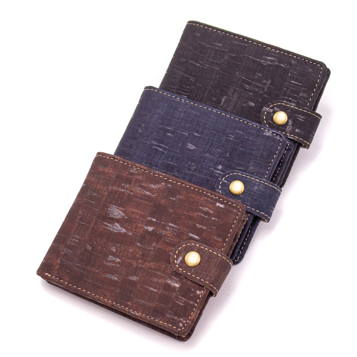 All natural original Cork Men Wallet with Snap Button