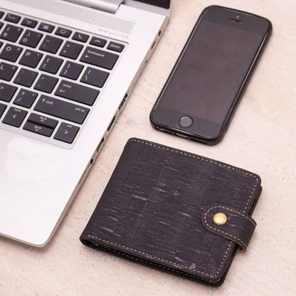 All natural original Cork Men Wallet with Snap Button