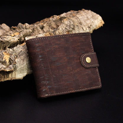 All natural original Cork Men Wallet with Snap Button