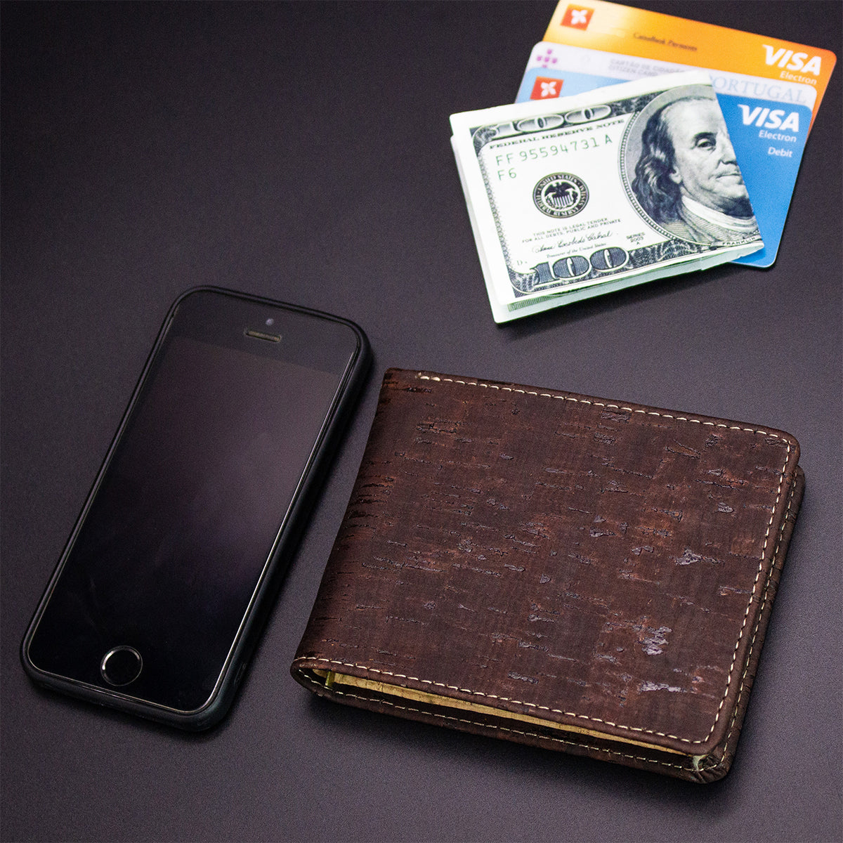 Cork Wallet for Men brown black card vegan wallets