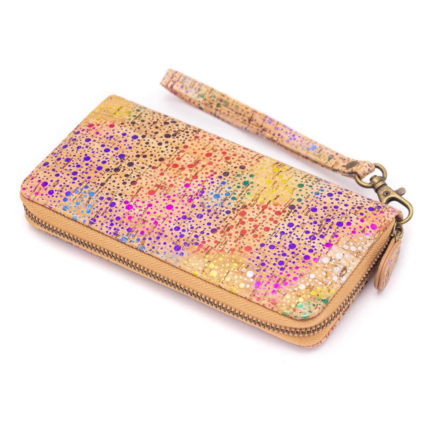 All cork Glitz Polka Vegan Zipper Wallet