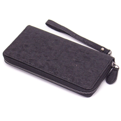 Matt black vegan zipper wallet