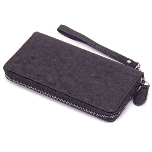 Matt black vegan zipper wallet