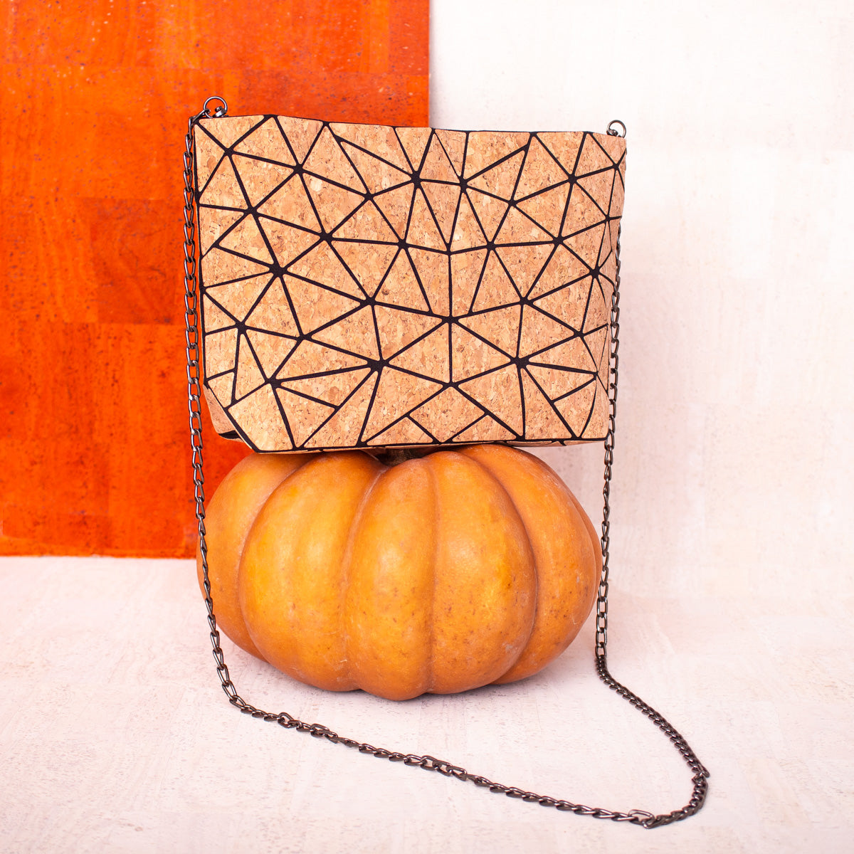 Natural Cork Geometric Chain Crossbody cork Bag