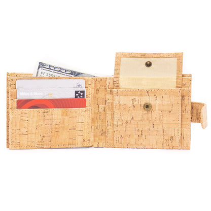 Natural rustic cork wallet for men