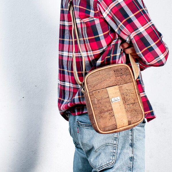 Crossbody cork bag «Cross Stripe»