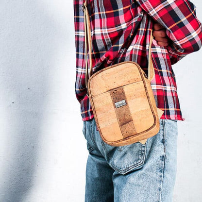 Crossbody cork bag «Cross Stripe» natural