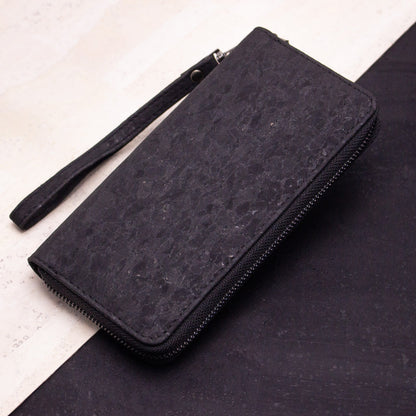 Matt black vegan zipper wallet