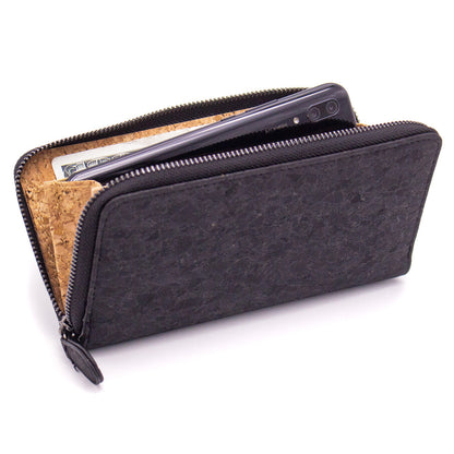 Matt black vegan zipper wallet