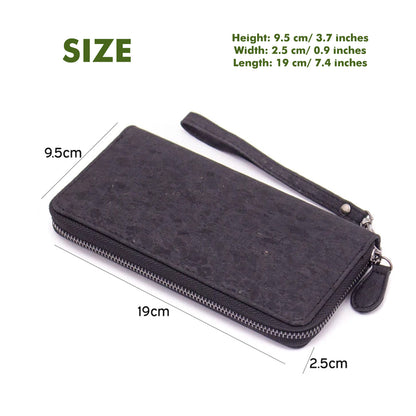 Matt black vegan zipper wallet