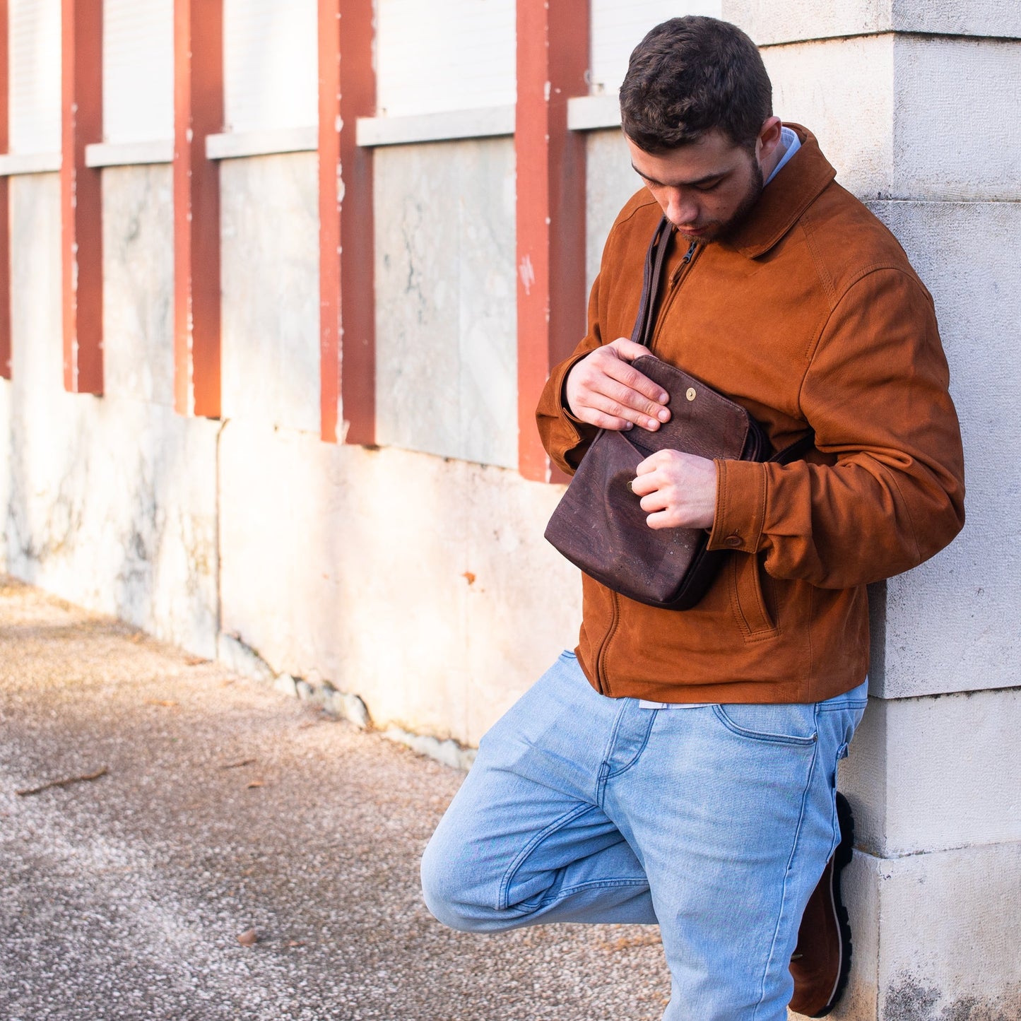 Messenger Shoulder -Small Cork Crossbody Bags for Men