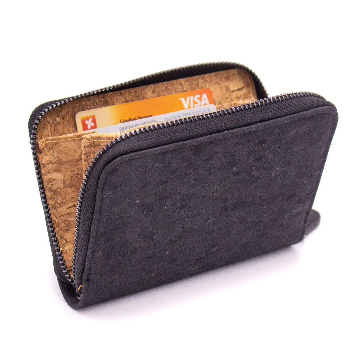 Mini Black cork women's wallet