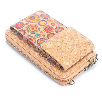 Natural Cork Crossbody Zipper Wallet with Phone Compartiment