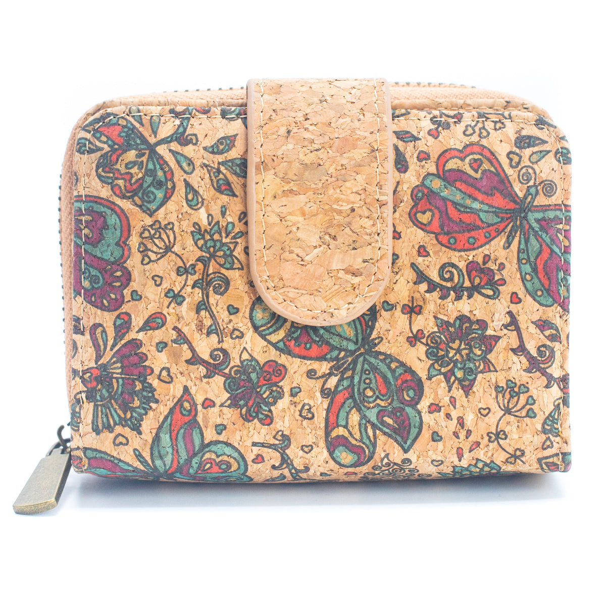 Natural Cork Printed Women's Short Card Wallet