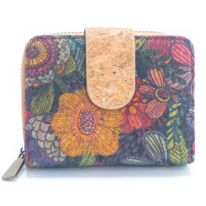 Natural Cork Printed Women's Short Card Wallet