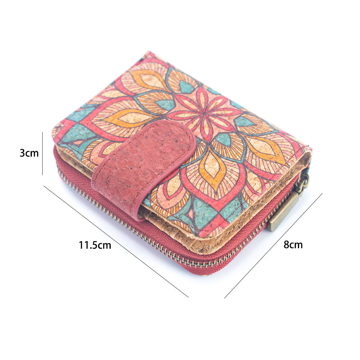 Natural Cork Printed Women's Short Card Wallet