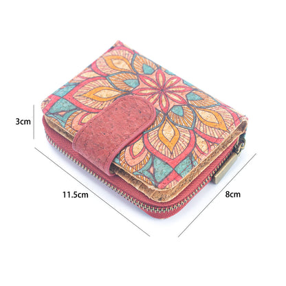 Natural Cork Printed Women's Short Card Wallet