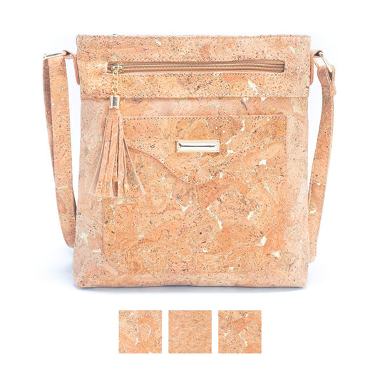 Natural Cork with Gold and Silver Accents - Women's Cork Crossbody Bag