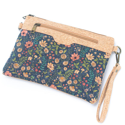 Natural Cork with Printed Design - Women's Crossbody and Clutch Bag