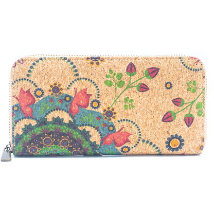 Various patterns natural cork women zipper card wallet- Vegan Cork Wallet