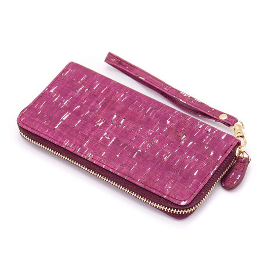 Wine red vegan zipper wallet