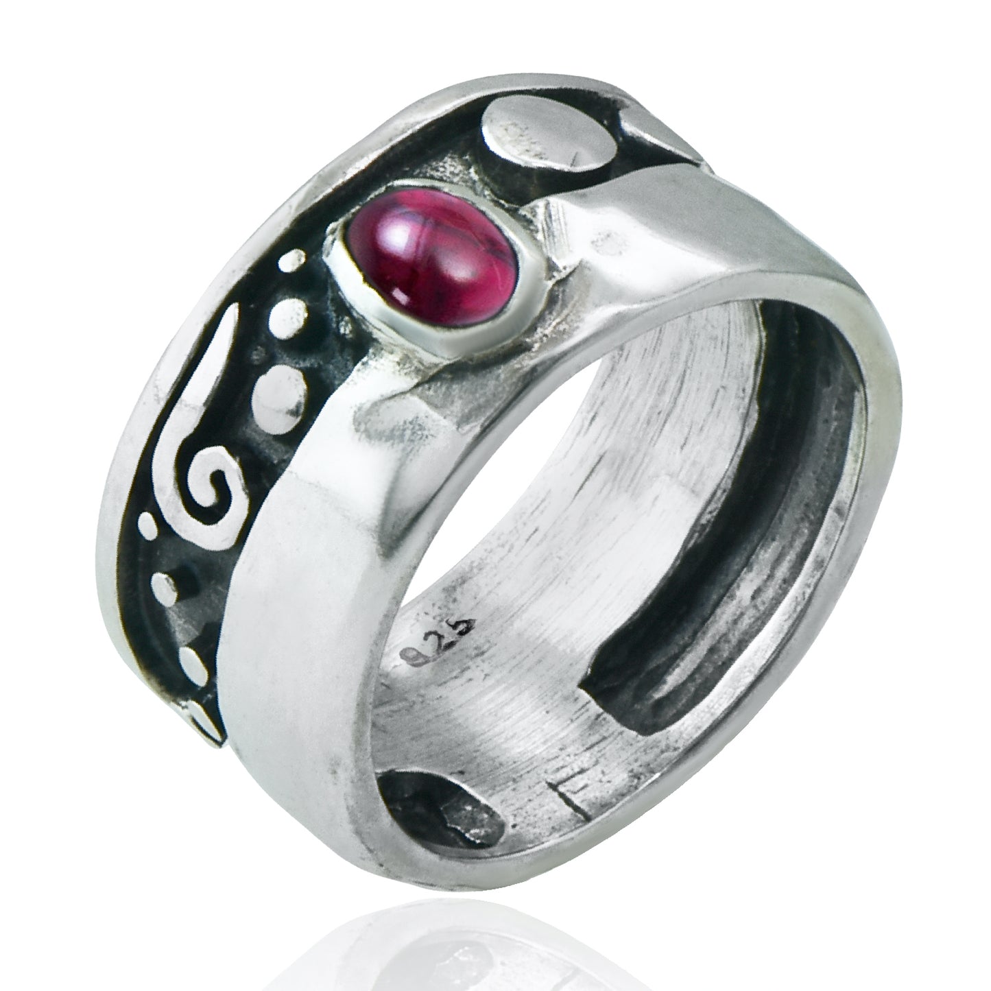 Jewelry sterling silver ring with natural Garnet