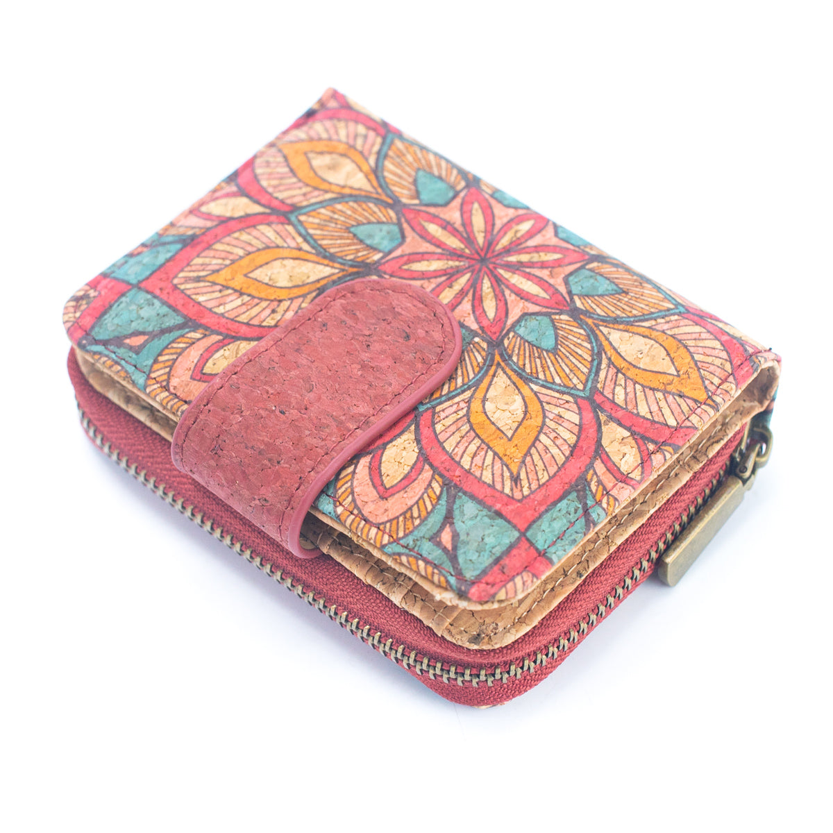 Natural Cork Printed Women's Short Card Wallet